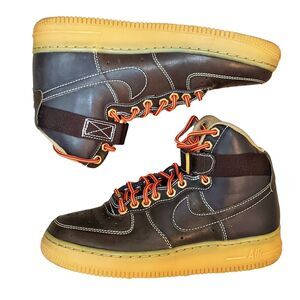Nike Air Force 1 Mid / High Youth 653998-200 Baroque Brown Leather Size 4.5 Y